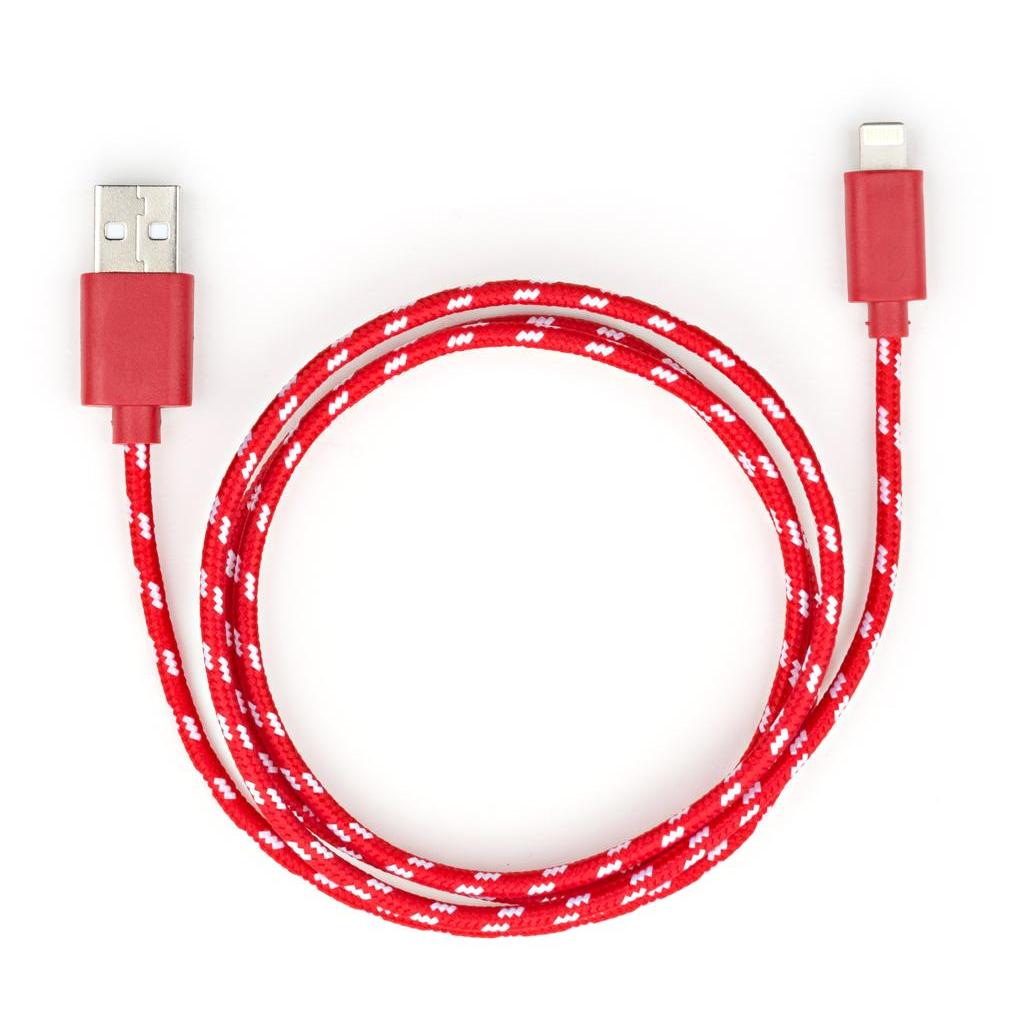 Дата кабель USB 2.0 AM to Lightning 2color nylon 1m red Vinga (VCPDCLNB31R)