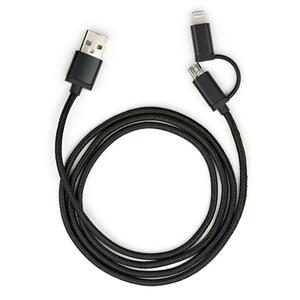 Дата кабель USB 2.0 AM to Micro 5P + Lightning 1m black Vinga (VCPDCLM1BK)
