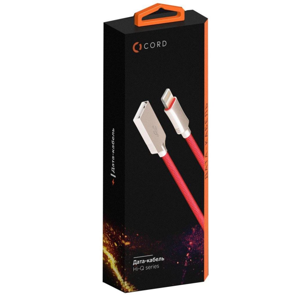Дата кабель USB 2.0 AM to Lightning 1.0m Hi-Q Black Cord (CDH-L1-2B)