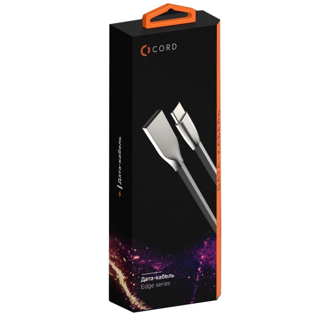 Дата кабель USB 2.0 AM to Micro 5P 0.2m Edge Black Cord (CDE-M02-1B)