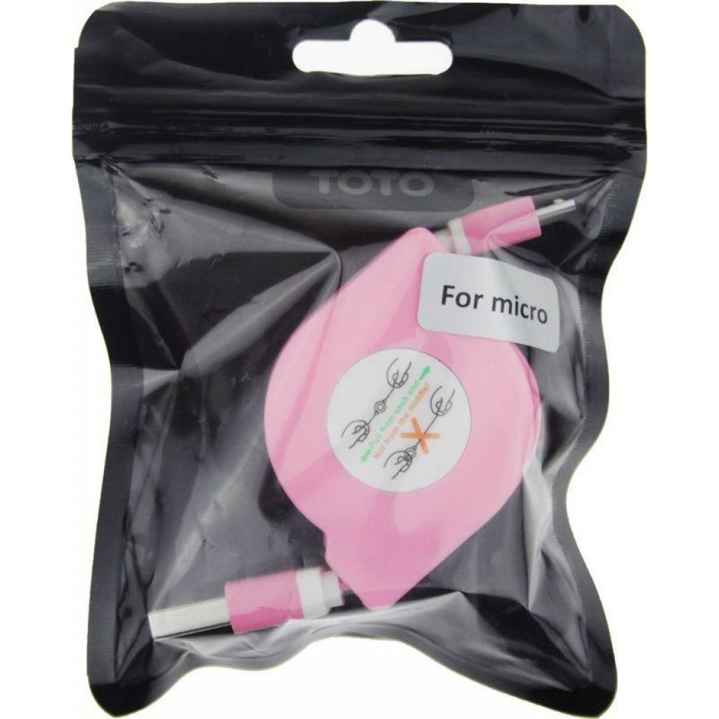 Дата кабель USB 2.0 AM to Micro 5P 1.0m TKX-66 Flat Pink Toto (F_57475) - 1