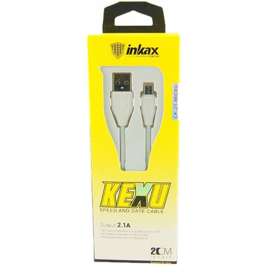 Дата кабель USB 2.0 AM to Micro 5P 0.2m CK-21 White Inkax (F_72184) - 1