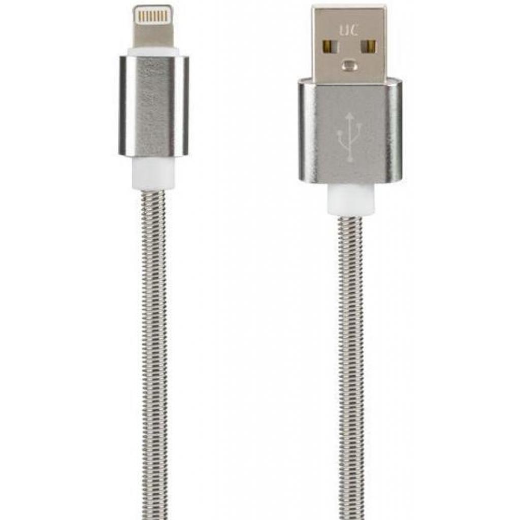 Дата кабель USB 2.0 AM to Lightning 1.0m Metal Spring Series Silver (2A) Gelius (56747)