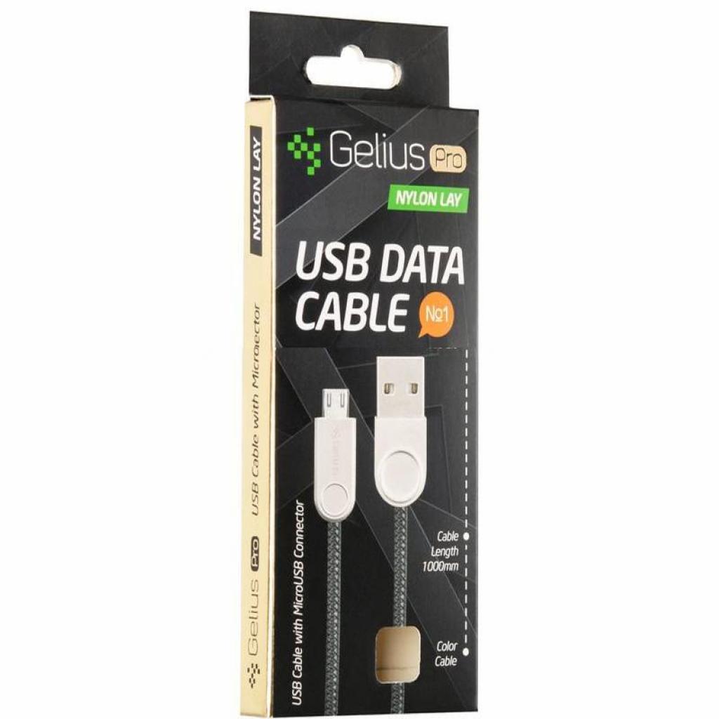Дата кабель USB 2.0 AM to Micro 5P Pro Nylon Black Gelius (63256) - 3