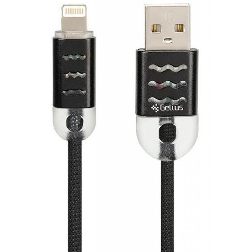 Дата кабель USB 2.0 AM to Lightning Pro Wave Light Black Gelius (63263)