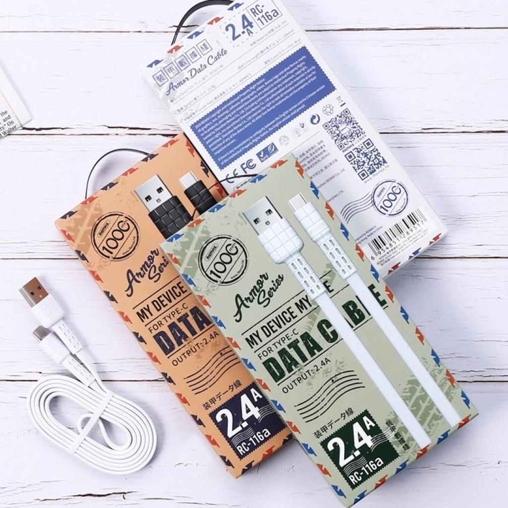 Дата кабель USB 2.0 AM to Type-C 1.0m Armor Series black Remax (RC-116A-BLACK) - 2