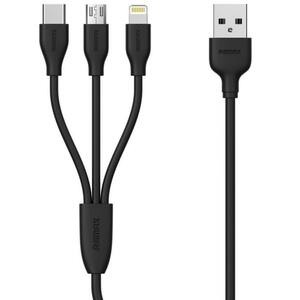 Дата кабель USB 2.0 AM to Lightning + Micro 5P + Type-C 1.0m black Remax (RC-109TH-BLACK)