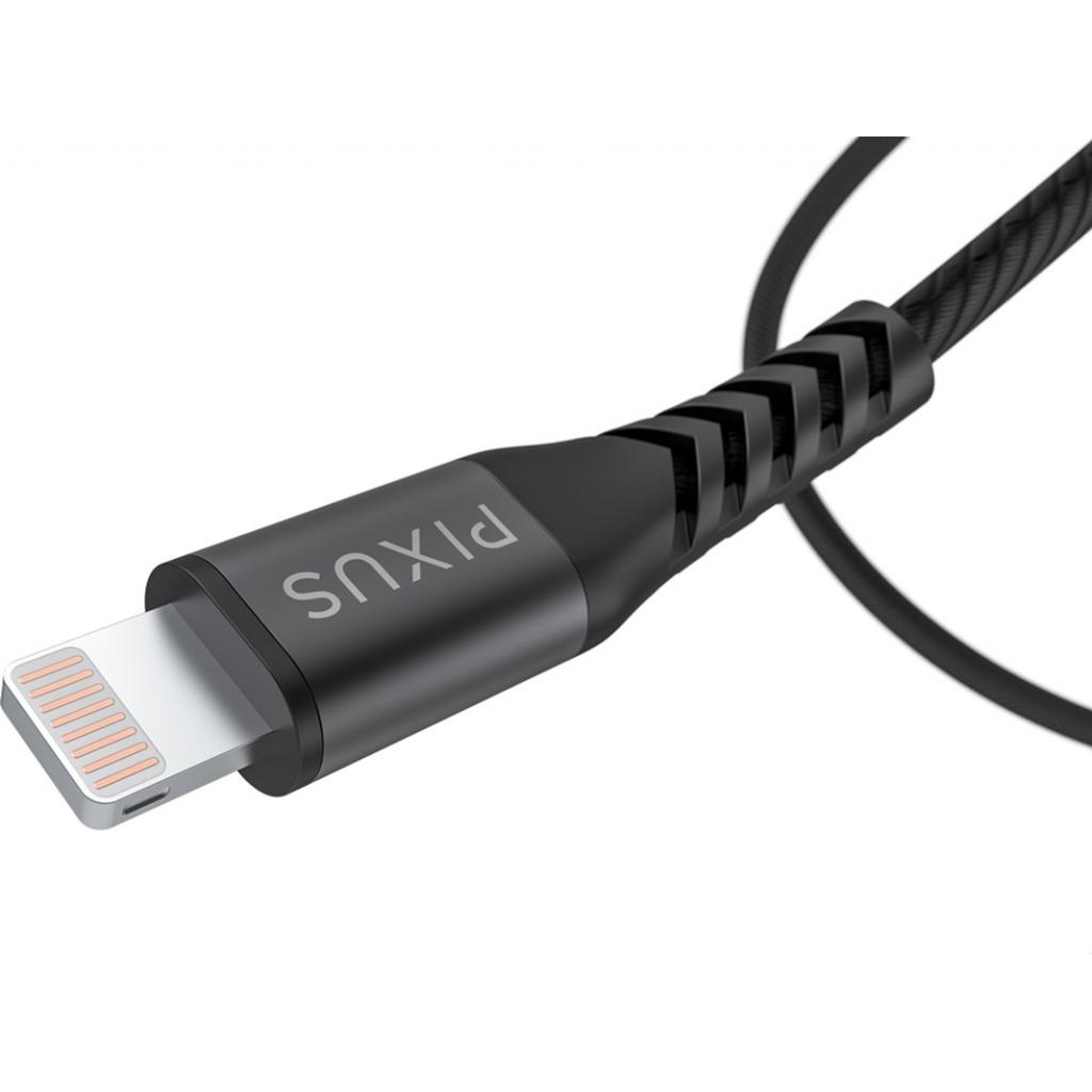 Дата кабель USB 2.0 AM to Lightning 1.0m MFI Flex Black Pixus (4897058530957) - 4