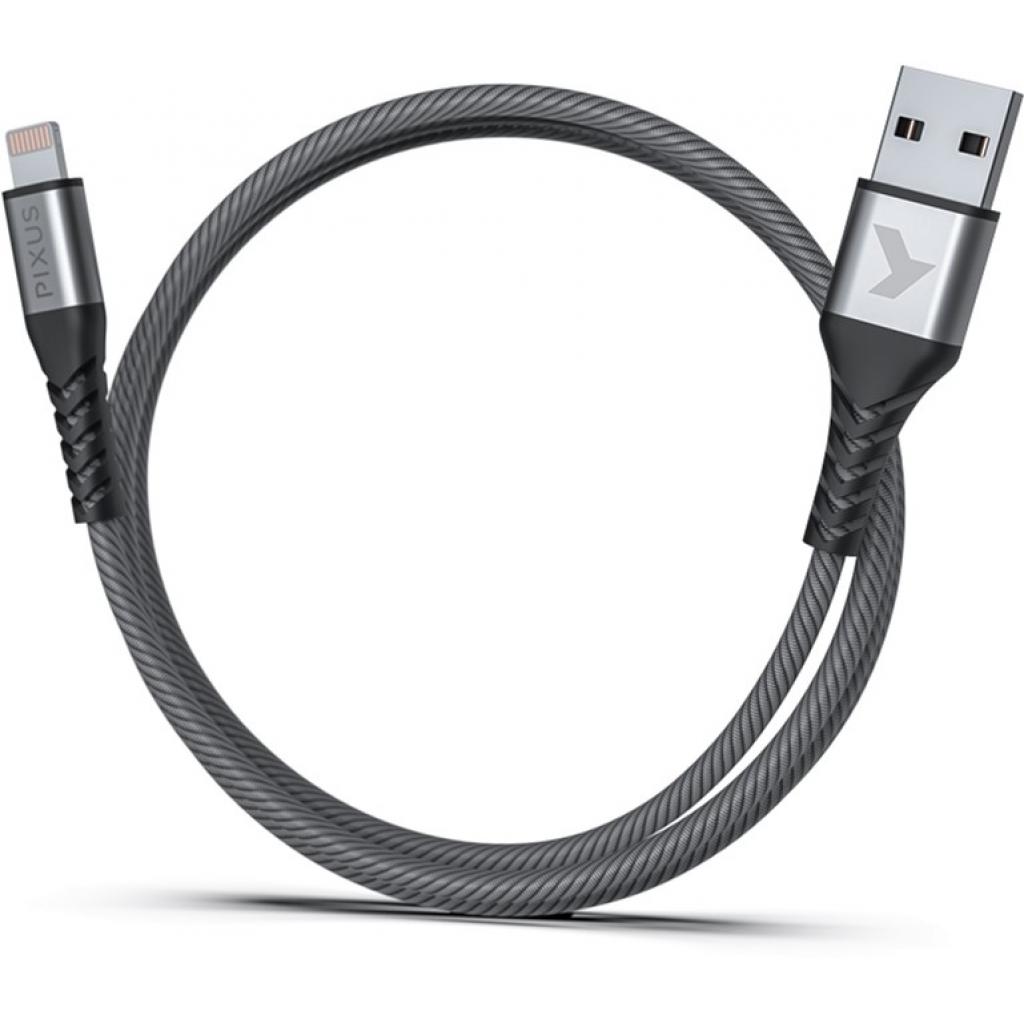 Дата кабель USB 2.0 AM to Lightning 1.0m MFI Flex Gray Pixus (4897058530971) - 1
