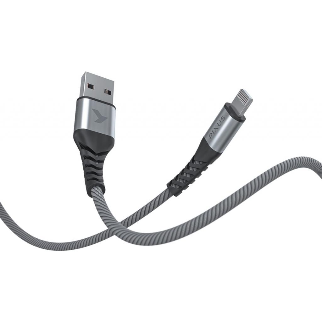 Дата кабель USB 2.0 AM to Lightning 1.0m MFI Flex Gray Pixus (4897058530971) - 3