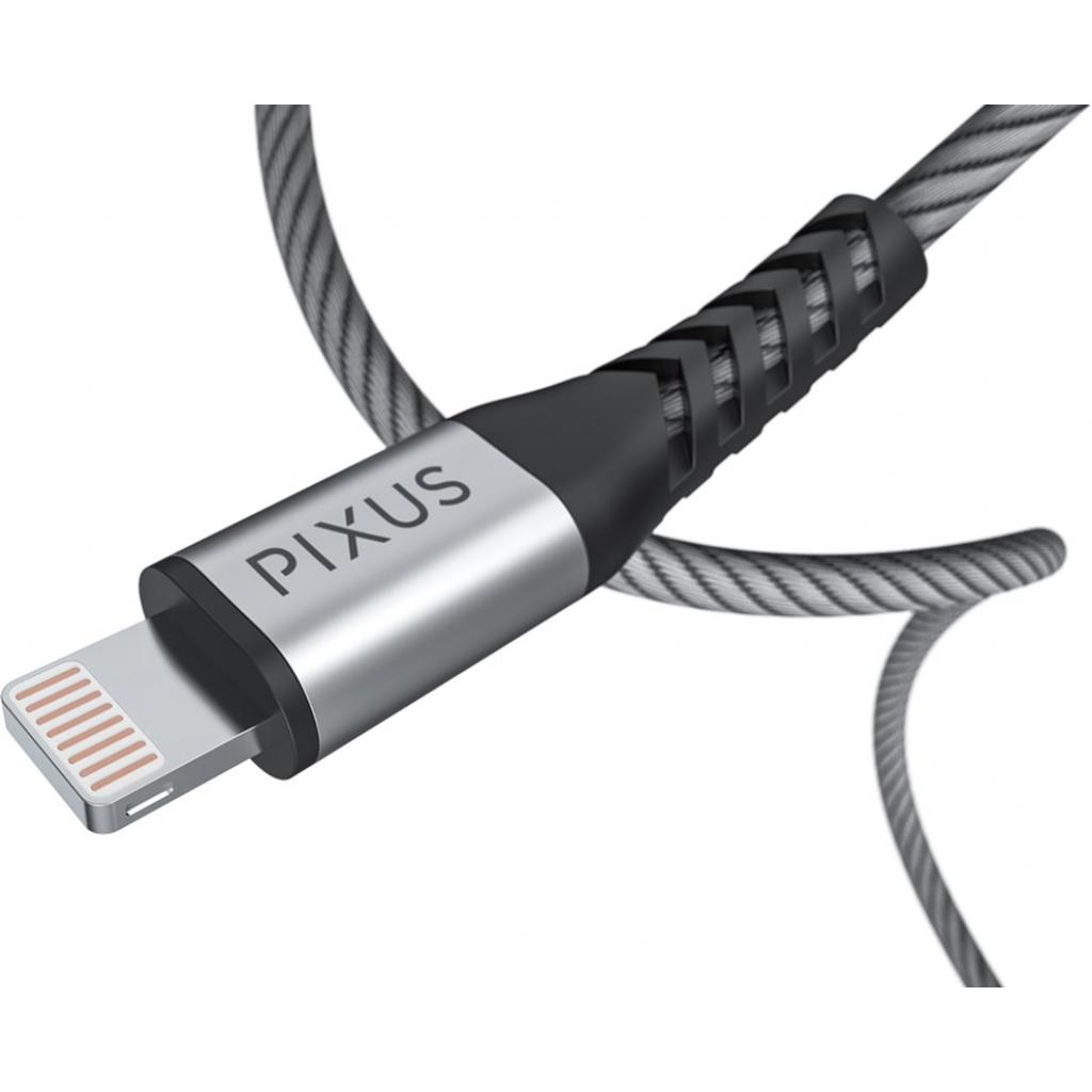 Дата кабель USB 2.0 AM to Lightning 1.0m MFI Flex Gray Pixus (4897058530971) - 4