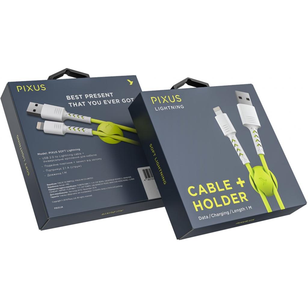 Дата кабель USB 2.0 AM to Lightning 1.0m Soft white/lime Pixus (4897058531183) - 4 Дата кабель USB 2.0 AM to Lightning 1.0m Soft white/lime Pixus (4897058531183) - 4