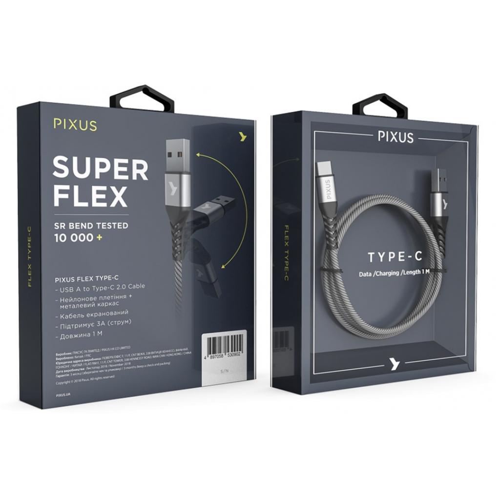 Дата кабель USB 2.0 AM to Type-C 1.0m Flex Gray Pixus (4897058531152) - 5 Дата кабель USB 2.0 AM to Type-C 1.0m Flex Gray Pixus (4897058531152) - 5