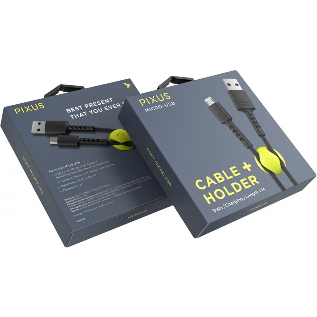 Дата кабель USB 2.0 AM to Micro 5P 1.0m Soft black Pixus (4897058530926) - 4 Дата кабель USB 2.0 AM to Micro 5P 1.0m Soft black Pixus (4897058530926) - 4