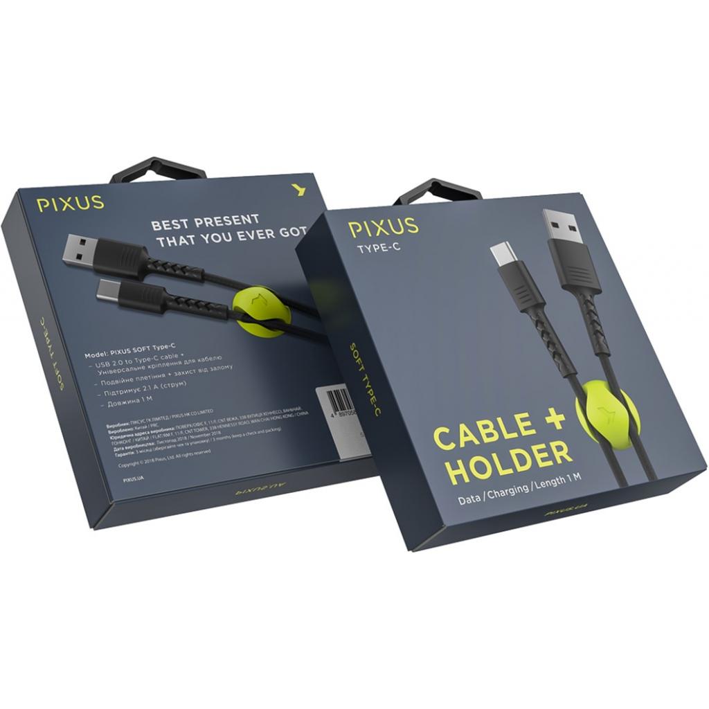 Дата кабель USB 2.0 AM to Type-C 1.0m Soft black Pixus (4897058530919) - 4