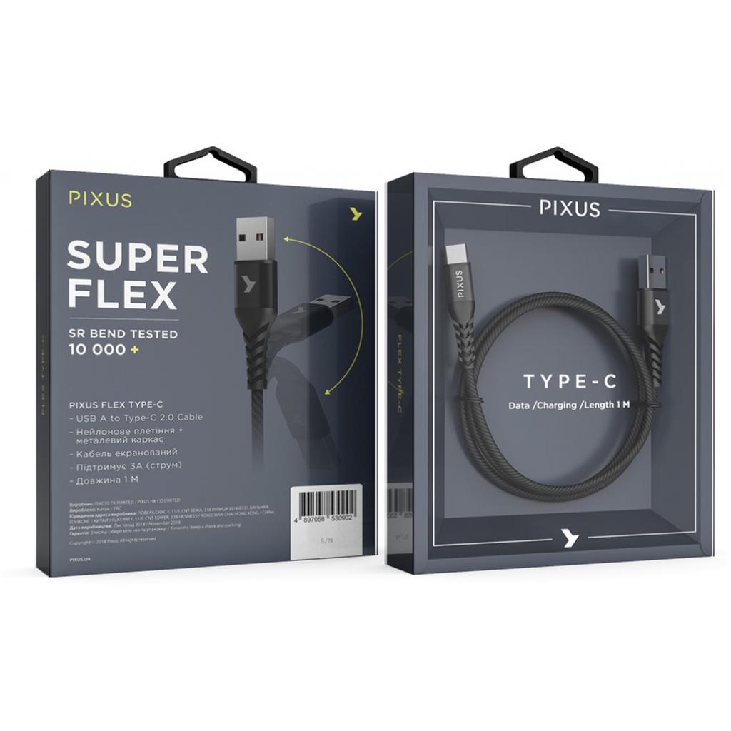 Дата кабель USB 2.0 AM to Type-C 1.0m Flex Black Pixus (4897058530902) - 5 Дата кабель USB 2.0 AM to Type-C 1.0m Flex Black Pixus (4897058530902) - 5