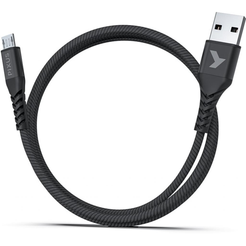 Дата кабель USB 2.0 AM to Micro 5P 1.0m Flex Black Pixus (4897058530896) - 1