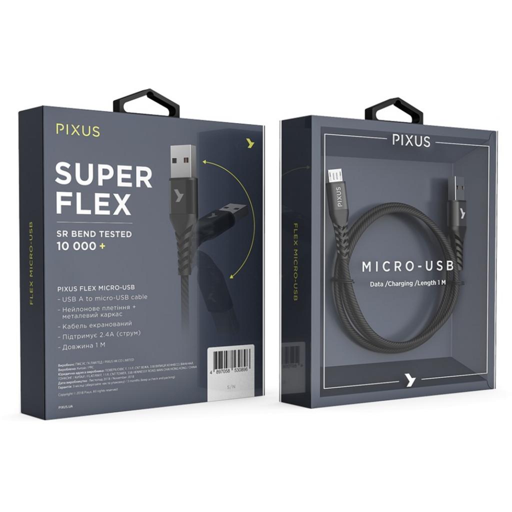 Дата кабель USB 2.0 AM to Micro 5P 1.0m Flex Black Pixus (4897058530896) - 5