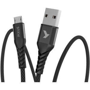 Дата кабель USB 2.0 AM to Micro 5P 1.0m Flex Black Pixus (4897058530896)