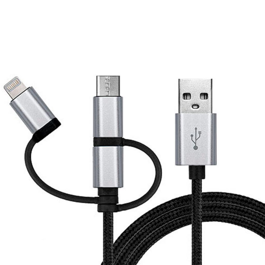 Дата кабель USB 2.0 AM to 3in1 1.0m Premium black REAL-EL (EL123500035) - 1 Дата кабель USB 2.0 AM to 3in1 1.0m Premium black REAL-EL (EL123500035) - 1