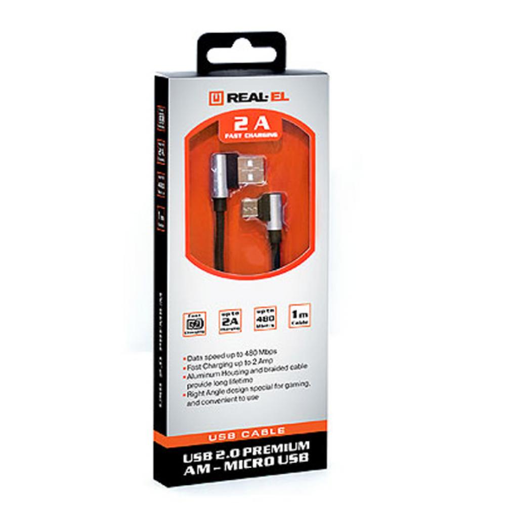 Дата кабель USB 2.0 AM to Micro 5P 1.0m Premium black REAL-EL (EL123500031) - 4