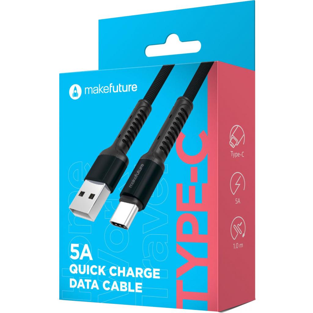 Дата кабель USB 2.0 AM to Type-C 1.0m 5A Denim Grey MakeFuture (MCB-CD2GR) - 1