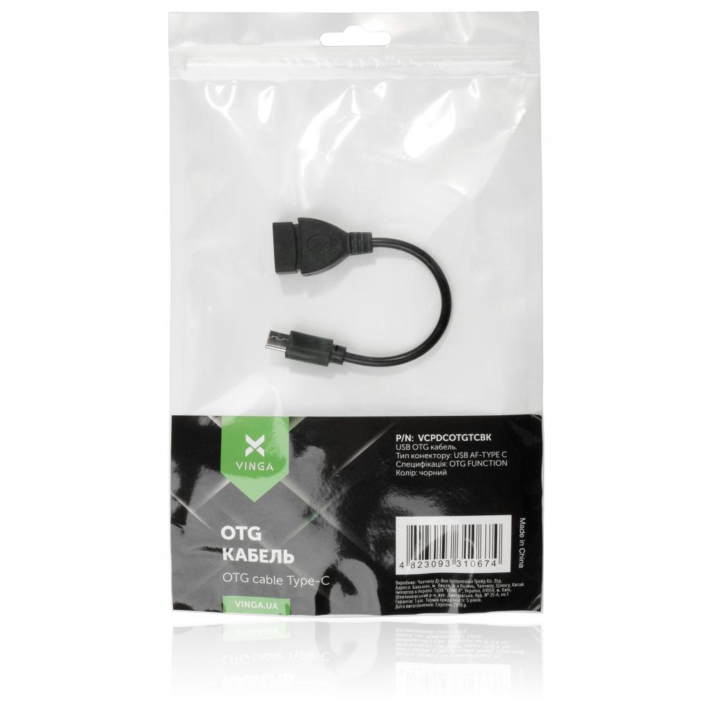 Дата кабель OTG USB 2.0 AF to Type-C Vinga (VCPDCOTGTCBK) - 3
