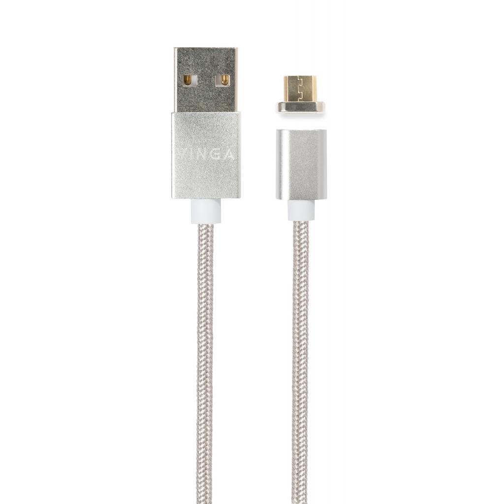 Дата кабель USB 2.0 AM to Micro 5P 1.0m Magnetic Vinga (VCPDCMMAG1S) - 1