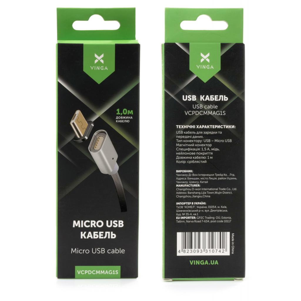 Дата кабель USB 2.0 AM to Micro 5P 1.0m Magnetic Vinga (VCPDCMMAG1S) - 3
