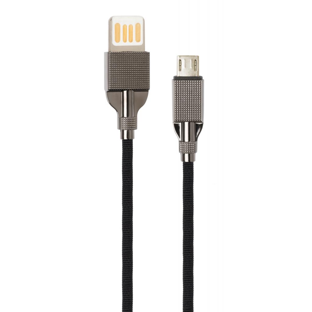 Дата кабель USB 2.0 AM to Micro 5P 1.0m 2-sides usb nylon black Vinga (VCPDCM2SNB1BK) - 1