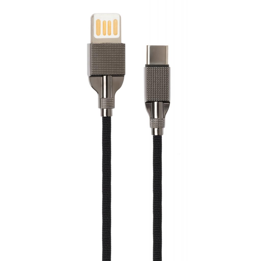 Дата кабель USB 2.0 AM to Type-C 1.0m 2-sides usb nylon black Vinga (VCPDCTC2SNB1BK) - 1