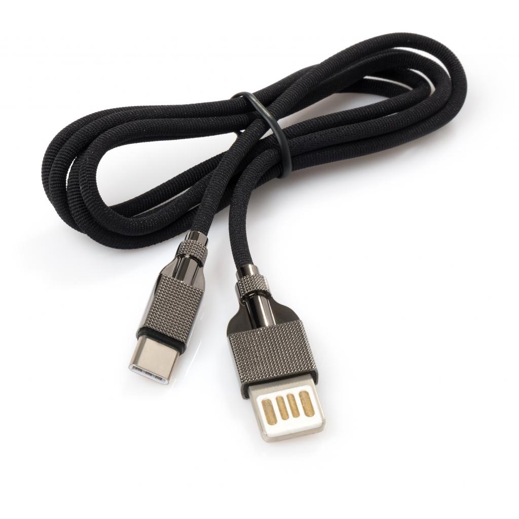 Дата кабель USB 2.0 AM to Type-C 1.0m 2-sides usb nylon black Vinga (VCPDCTC2SNB1BK) - 2