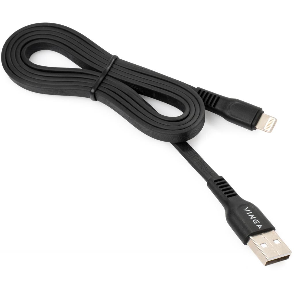 Дата кабель USB 2.0 AM to Lightning 1.0m flat art TPE back Vinga (VCPDCLFTPE1BK) - 2 Дата кабель USB 2.0 AM to Lightning 1.0m flat art TPE back Vinga (VCPDCLFTPE1BK) - 2