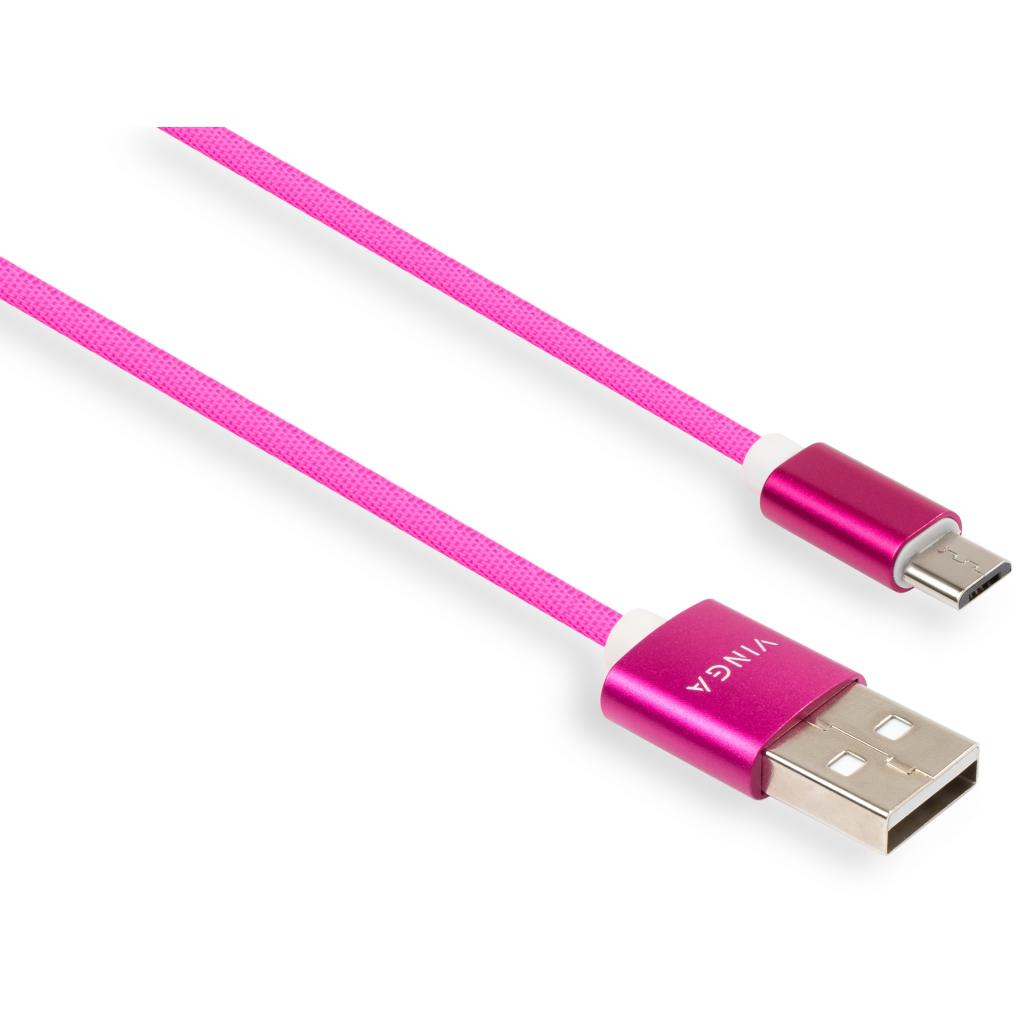 Дата кабель USB 2.0 AM to Micro 5P 1.0m rainbow nylon Vinga (VCPDCMCOLNB1RS) - 1