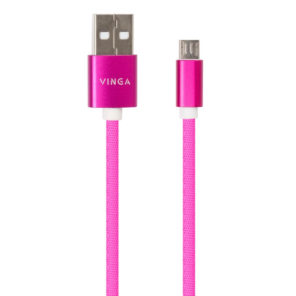 Дата кабель USB 2.0 AM to Micro 5P 1.0m rainbow nylon Vinga (VCPDCMCOLNB1RS) - 2