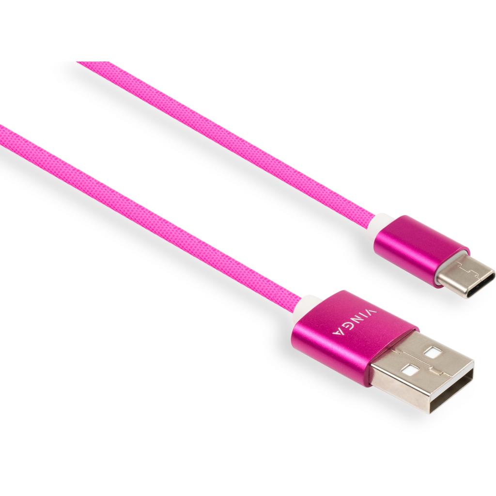Дата кабель USB 2.0 AM to Type-C 1.0m rainbow nylon Vinga (VCPDCTCCOLNB1RS) - 1
