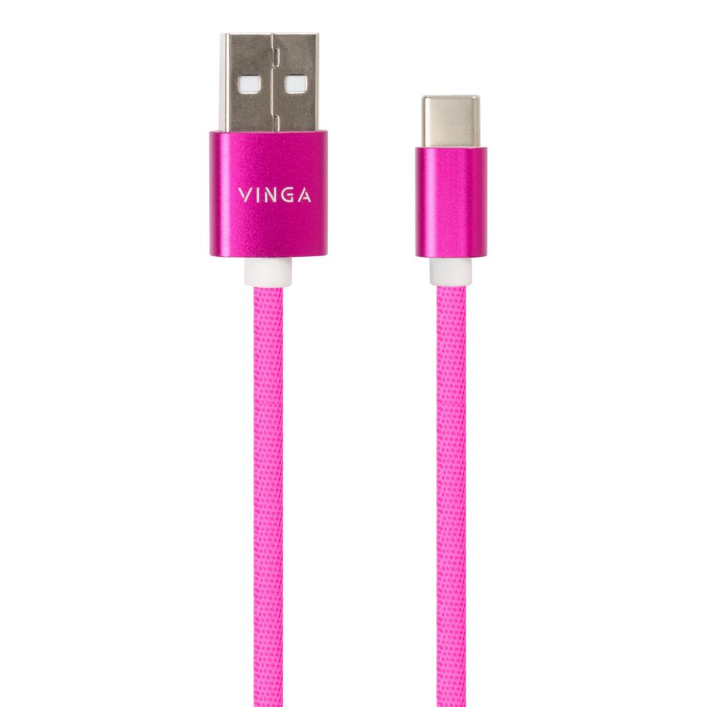 Дата кабель USB 2.0 AM to Type-C 1.0m rainbow nylon Vinga (VCPDCTCCOLNB1RS) - 2