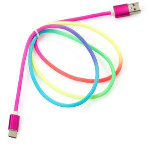 Дата кабель USB 2.0 AM to Type-C 1.0m rainbow nylon Vinga (VCPDCTCCOLNB1RS)