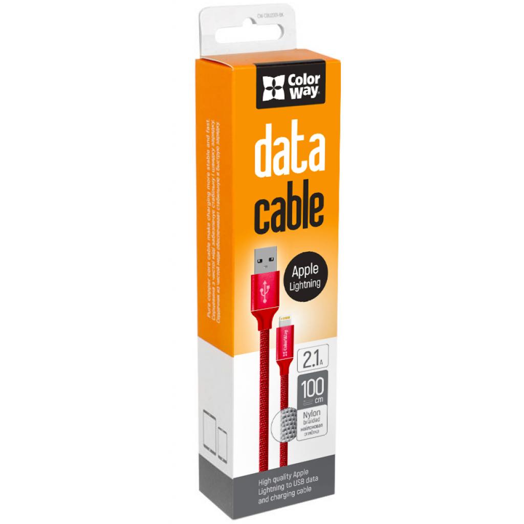 Дата кабель ColorWay Кабель Colorway USB - Apple Lightning 2.1А 1м червоний (CW-CBUL004-RD) - 2 Дата кабель ColorWay Кабель Colorway USB - Apple Lightning 2.1А 1м червоний (CW-CBUL004-RD) - 2