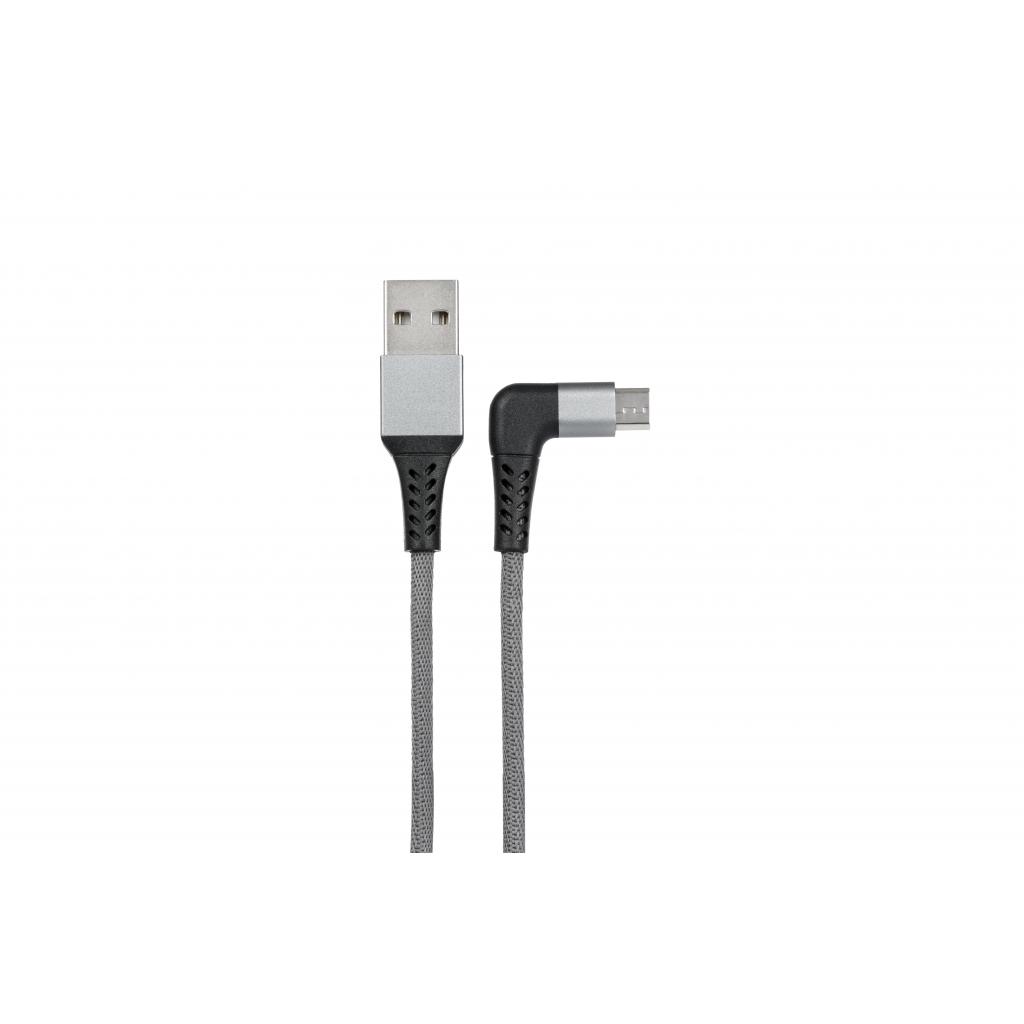 Дата кабель USB 2.0 AM to Micro 5P 1.0m right angle round fabric 2E (2E-CCMTR-1MGR)