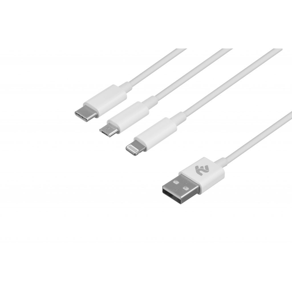 Дата кабель USB 2.0 AM to Lightning + Micro 5P + Type-C 1.2m white 2E (2E-CCMTLAB-WT) - 1 Дата кабель USB 2.0 AM to Lightning + Micro 5P + Type-C 1.2m white 2E (2E-CCMTLAB-WT) - 1