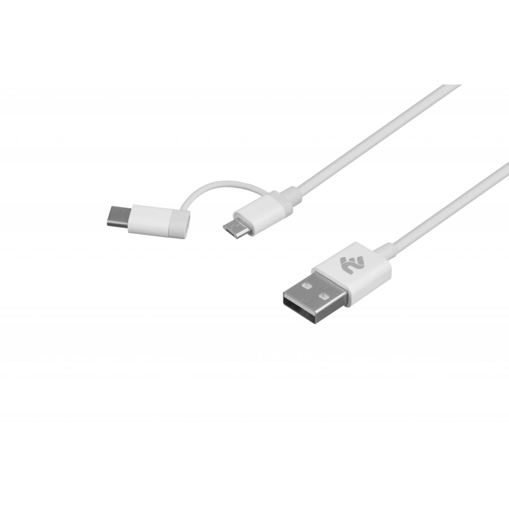 Дата кабель USB 2.0 AM to Micro 5P + Type-C 1.0m 5V/2.4A, White 2E (2E-CCMTAB-WT) - 1 Дата кабель USB 2.0 AM to Micro 5P + Type-C 1.0m 5V/2.4A, White 2E (2E-CCMTAB-WT) - 1