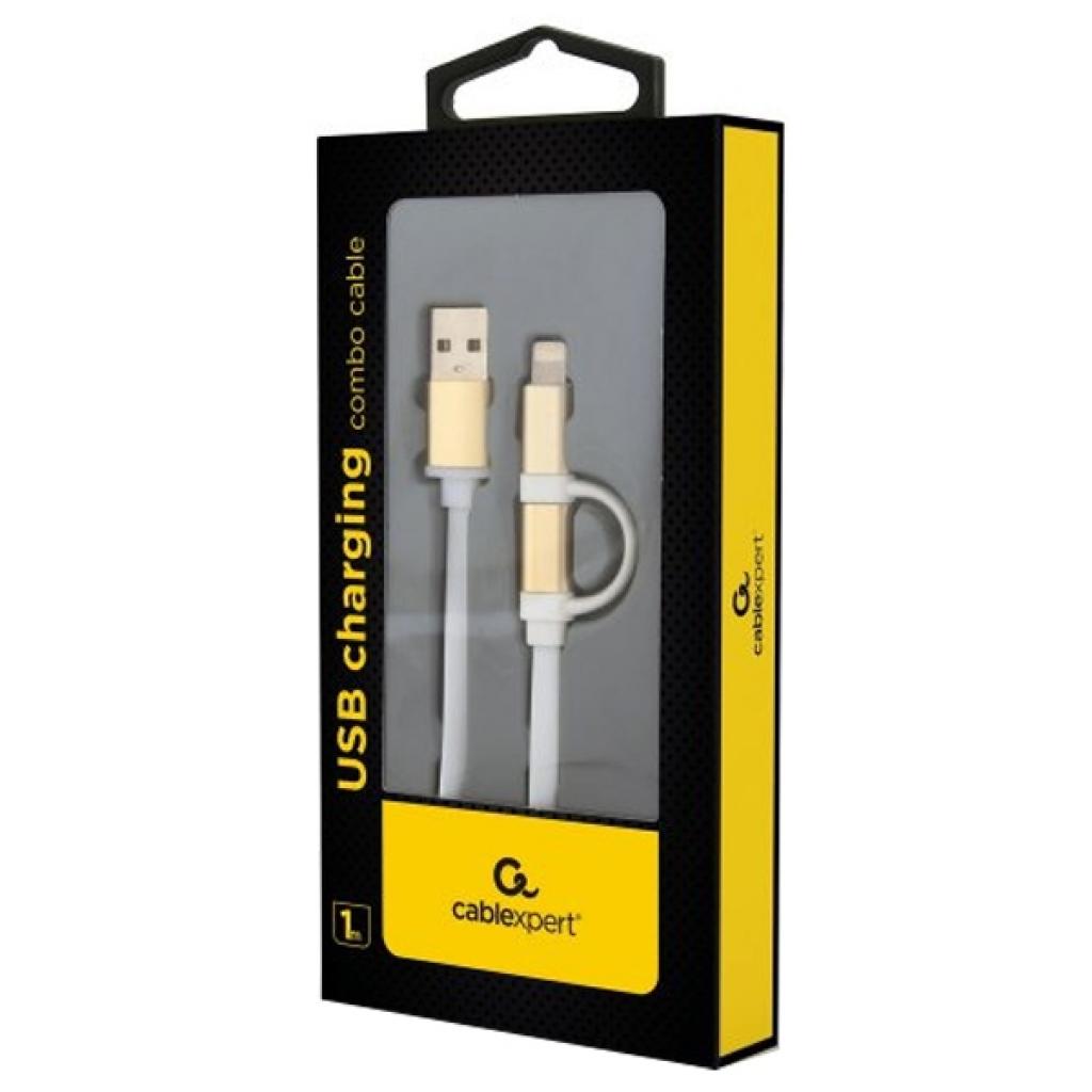 Дата кабель USB 2.0 AM to Lightning/Micro 1.0m Cablexpert (CC-USB2-AM8PmB-1M-GD) - 1