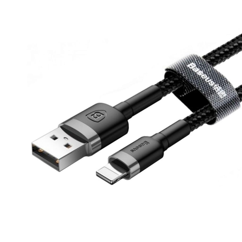 Дата кабель USB 2.0 AM to Lightning 0.5m Cafule 2.4A grey+black Baseus (CALKLF-AG1) - 1
