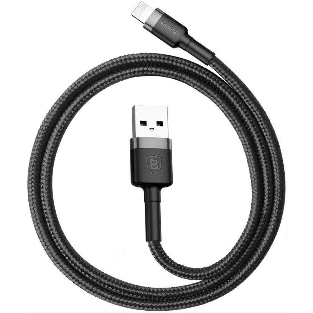 Дата кабель USB 2.0 AM to Lightning 0.5m Cafule 2.4A grey+black Baseus (CALKLF-AG1) - 3
