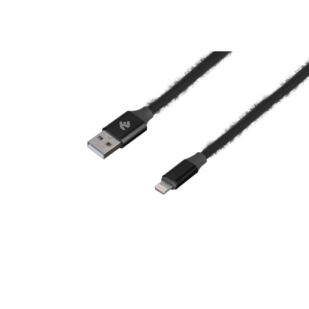 Дата кабель USB 2.0 AM to Lightning 1.0m Fur black 2E (2E-CCLAC-BLACK) - 1