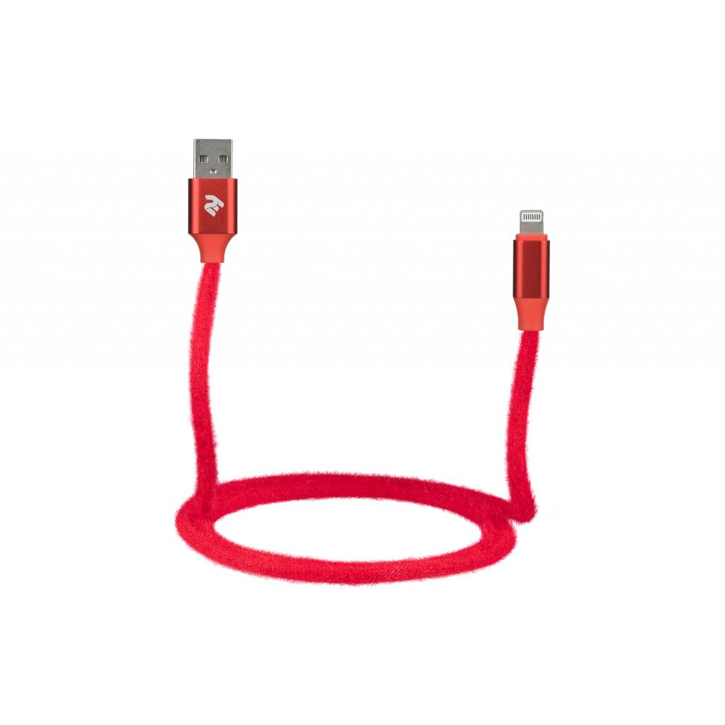 Дата кабель USB 2.0 AM to Lightning 1.0m Fur red 2E (2E-CCLAC-RED) - 3