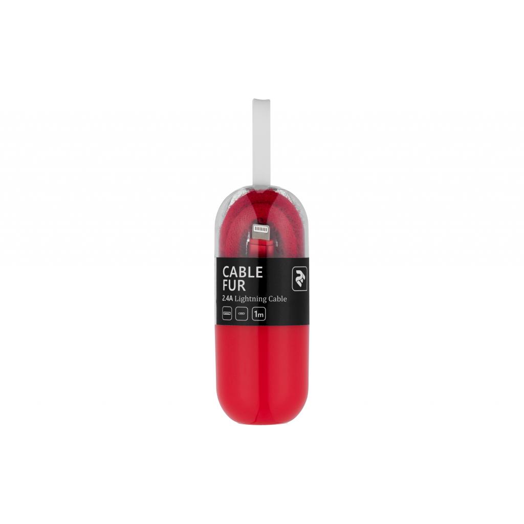 Дата кабель USB 2.0 AM to Lightning 1.0m Fur red 2E (2E-CCLAC-RED) - 4