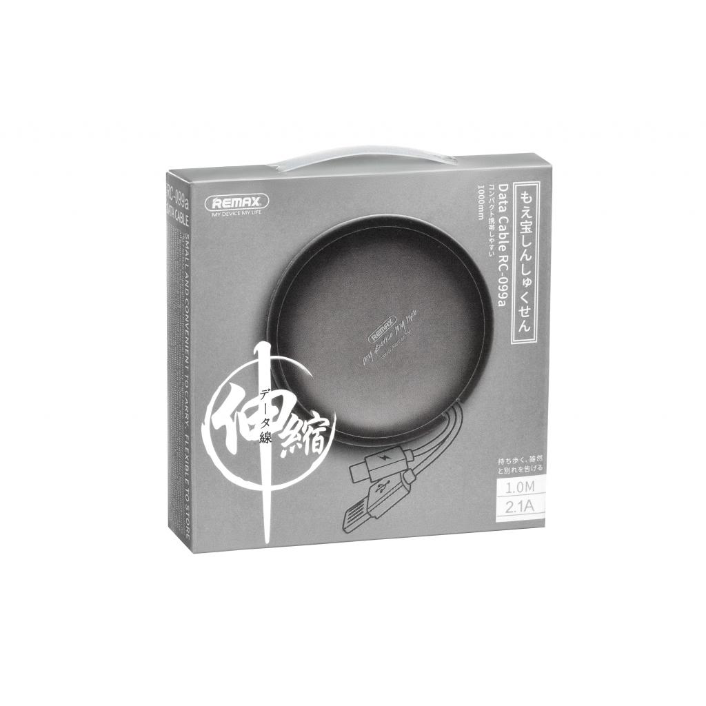 Дата кабель USB 2.0 AM to Type-C 1.0m Roller type Retractable black Remax (RC-099A-BLACK) - 4