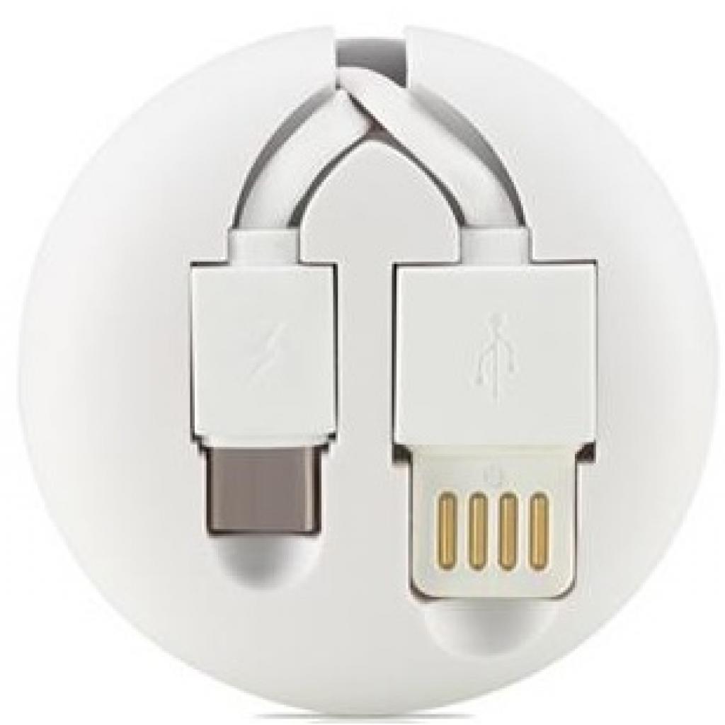 Дата кабель USB 2.0 AM to Type-C 1.0m Roller type Retractable white Remax (RC-099A-WHITE)